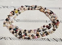 Multi Color Freshwater Pearl Extra Long Cluster Necklace