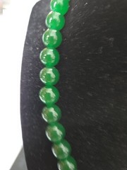 Jade Hand Strung Beaded Round 18″ Necklace Imperial Green Nephrite Claw Clasp