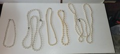 Pearl & other Bead Necklaces White Lot of 5 Vintage
