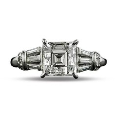 Art Deco Style 3.45Ct Lab Created Diamond Anniversary 14K White Gold Finish Ring