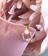 Vintage Jewellery Gold Ring Pink White Sapphires Antique Deco Dress Jewelry sz 7