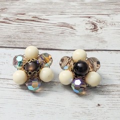 Vintage Clip On Earrings Cream & Other Colors Cluster