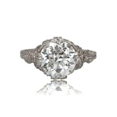 Art Deco Round Cut Lab Created Diamond Engagement 14Ct White Gold Finish Ring