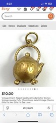 Vintage Charm Pendant Teapot Brass Metal Vintage Jewelry Tea Lover Gift For Her