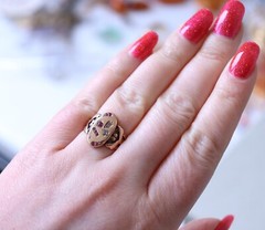 Antique Vintage 14k Rose Gold Ring Rose Cut Diamonds Ruby and Simili NO TARIFF