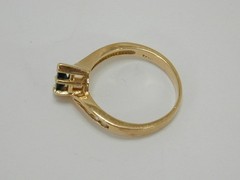 Vtg ASH 14K Yellow Gold Marquise Dark Blue Sapphire & Diamond Ring Size 7.5 585