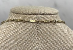 Vintage Bezel Set Green Crystal Station Necklace Bar Link Chain 23”