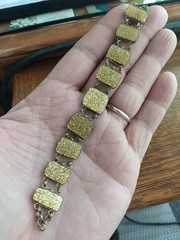 Antique Art Deco Gold Filled Gold Sparkle Glass Panels Bracelet 7 Inches