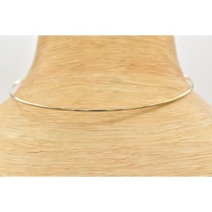 Vintage Choker Necklace Simple Wire Collar Gold Tone Metal Round Shiny NOS 1980s