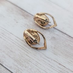 Vintage Clip On Earrings Very Light Pink & Gold Tone