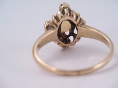 ANTIQUE VICTORIAN 10K GOLD ROSE CUT DIAMOND & COLORFUL OPAL RING sz 5