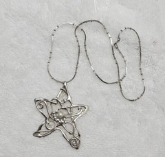 HAGIT GORALI Sterling Vintage Israel Pearl Star Pendant W Chain