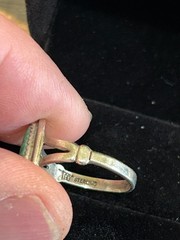 VINTAGE NATIVE AMERICAN ? LADIES SMALL STERLING TURQUOISE RING MARKED/SIGNED