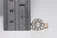 Vintage Circa 1980s 14k Gold Top Silver Natural Rose Cut Diamond Ring