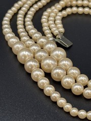 Vintage 3 Stranded Faux Pearl Necklace, Very Delicate, Light And Lovely!