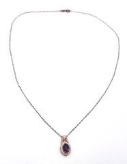Vintage Rose Gold Tone Sterling Silver Purple Crystal Pendant Necklace