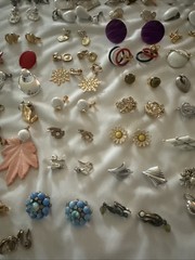 Lot of 50 Pair Vintage Costume Clip On Earrings Various Sizes & Shapes