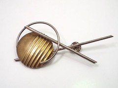 Vintage 1980’s Large Hammered Sterling Silver Brooch Pin, L.A. Reese 1989