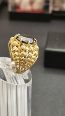 Vintage 18k Gold Ornate Hematite Size 4 ring 1960’s Corletto Italy 7.1 Grams