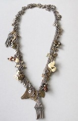 VTG Good Luck Charm Necklace Ethnic Folk Jewelry Silver Tone And Gold Tone