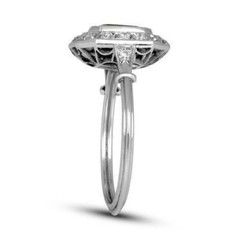 Vintage Art Deco Style Lab Created Red Ruby Engagement Wedding 925 Silver Ring