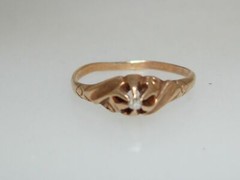ANTIQUE ART NOUVEAU 10K ROSE GOLD ROSE CUT DIAMOND BABY RING! RARE SETTING…