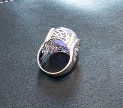 J Esposito Lavender Jade Ring 925 Sterling Silver CZ Accents Sz 8