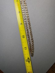 Vintage Curb Link Chain Necklace 23″ Stamped 14K Gold Tone Plated Shows Wear