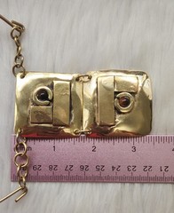 LILLO Israel Vintage Modernist Brass Pendant Necklace Neck Ring Cabochon Signed