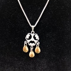 Vintage Finnish ARU Sterling Silver Filigree Necklace & Earring Set Sundrop