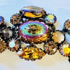 50’S KRAMER Root-beer-glass cabochon Jelly belly Dragons Breath Opal Bracelet
