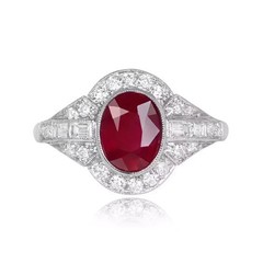 3Ct Art Deco Oval Cut Lab Created Diamond Ruby 14k White Gold FN Wedding Ring