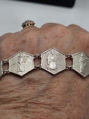 Vintage China Export Sterling Silver Panel Bracelet. Signed China, Sterling,
