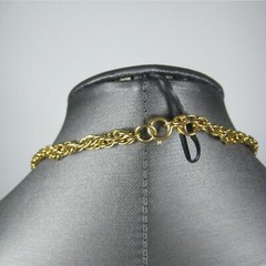 Enamel Floral Dangle Pendant Necklace 21 in Goldtone Multi Strand Chain Vintage