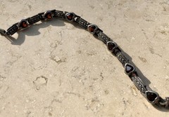 ❤️✨Genuine VINTAGE STERLING SILVER MARCASITE GARNET HEART ESTATE Tennis Bracelet