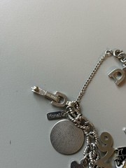 VTG Monet Sterling Charm Bracelet with Happy Birthday Charms,76 & Globe Charm