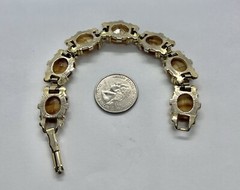 Vintage Mid Century Golden Brown Striped Porphyry Glass Goldtone Bracelet 7”