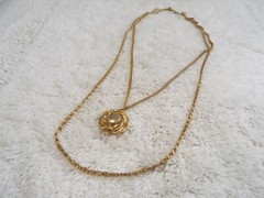 Goldtone Double Chain Pendant Necklace (B62)