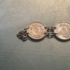 Antique Swiss 2 Rappen Bracelet Vintage Bronze And Zinc Coins WW2 Era