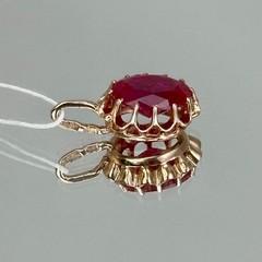 USSR Vintage Original Rose Gold Ruby (lab. made) Pendant 583 14K 2,12 g. Ukraine