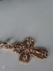 Vintage 1990-s 14 CT Rolled Gold Cross Pendant on Chain-Hallmarked 585 RG