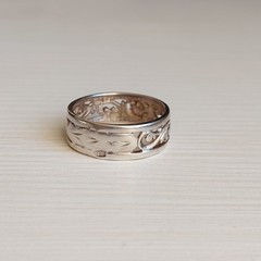 Vintage 916 Silver Ring Engraved Band Flower Ornate Design Unisex Size 9/19