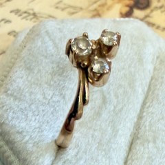 Size 5.75 – 14K 585 Rose Gold & Fianite (CZ) Vintage East European Ring – #1995