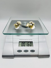 Vtg-Heavy-SILVER Tone-White Yellow Flower-POST EARRINGS & BROOCH/Pendant SET