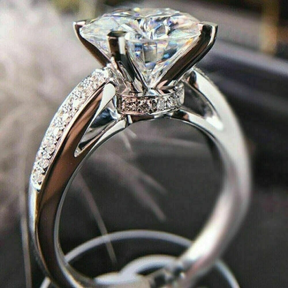 4.20Ct Art DecoRound Cut Lab-Created Diamond Anniversary 14K White Gold FN Ring