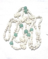 ANTIQUE NEIGER EGYPTIAN ELEPHANT URANIUM GLASS KNOTTED FLAPPER NECKLACE 42″ GLO!