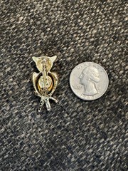 Vintage Gold-Tone Owl Brooch Blue Rhinestone Glass Retro Costume Jewelry Pin
