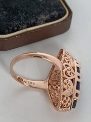 Vintage 1990-s 14 Ct Rolled Gold Sapphire Ring Size UK R.5 US 8 3/4 Hallmarked!