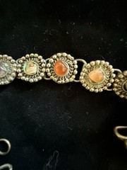 Traditional Afghan MetalWork Sweater Guard With Agate + Other Stones