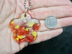Vintage-Bead Ball Chain W/Glass Flower Slide AMBER Colors Necklace